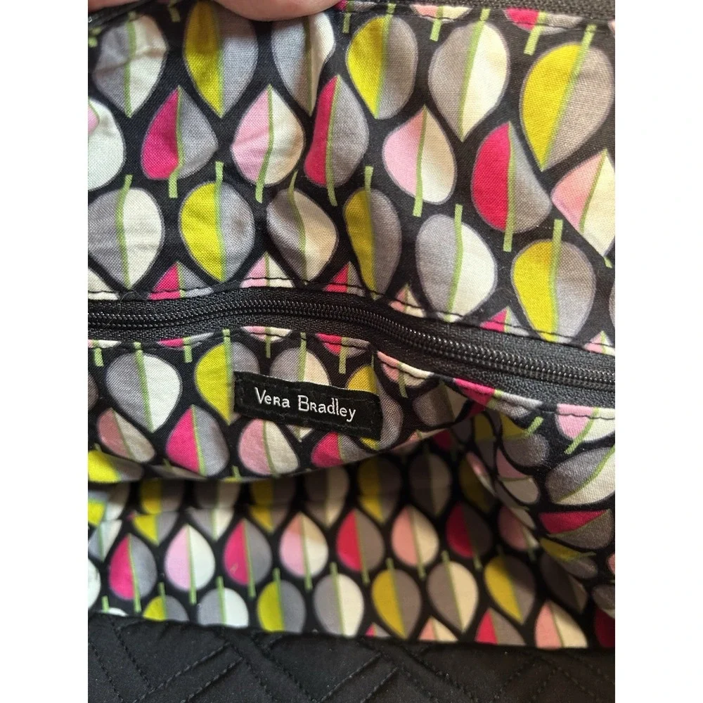 Vera Bradley Black Quilted Microfiber Satchel Crossbody Purse & Wallet Set
